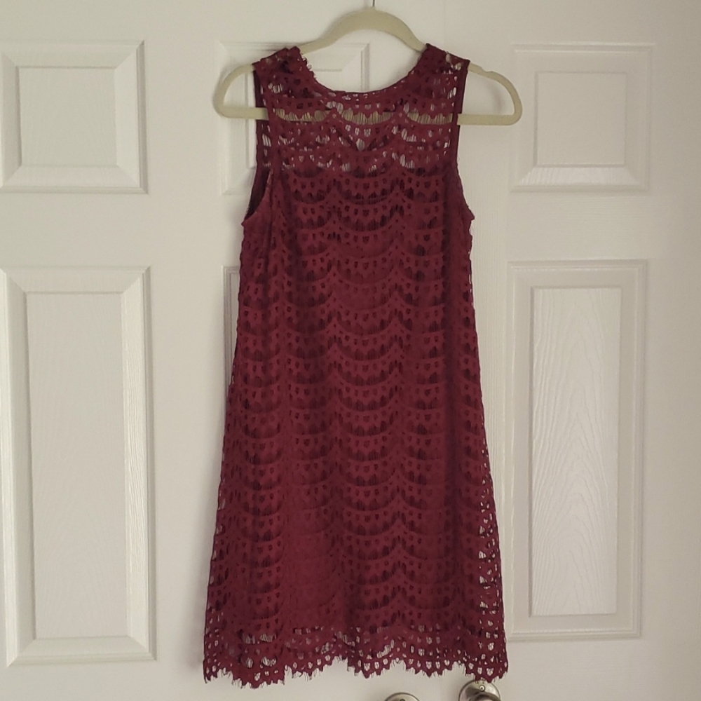 Burgundy lacy mini dress